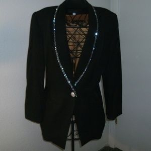 Vintage Rhinestone Trimmed Blazer Jacket - AMAZING